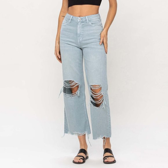 *NEW* Vervet by Flying Monkey 90's Vintage High-Rise Crop Flare Jeans - Picture 2 of 10